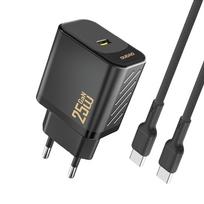 Įkroviklis Dudao A27C GaN 25W USB-C + USB-C to USB-C cable 1.0m juodas