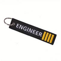 1Pcs Embroidery Engineer Keychain Black Pendant Tags Rectangle Key Chains Souvenir Key Ring 1pc black