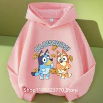 Girls Bluey Hooded Sweatshirt Fall Winter Warm Soft Pullover Comfortable Daily Top for Kids 110 white