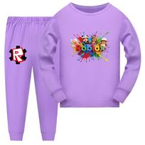 5575 Kids Boys Girls Cartoon Roblox Printed Soft Sleepwear Pajamas Clothes Sets 110cm violetinė