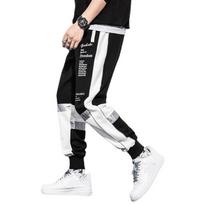 Men's Multi -pocket Trousers Loose Street Haron Pants S juoda