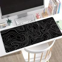 Gaming Mouse Pad Large Keyboard Pad Topographic Mouse Pad Black and White Mouse Pad for Keyboard with Anti-Sl gray