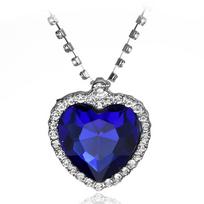 Titanic Ocean Heart Jewelry Necklace With Blue Sapphire And Multilayer Design For Fashion Lovers mėlyna