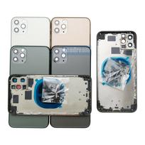 Galinis korpusas iPhone 11 Pro Max, Galinės baterijos dangtelio stiklas su viduriniu rėmu, SIM kortelės dėklas, Šoninių mygtukų dalys. Be smulkių detalių Not New for 11Yello gray