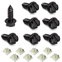 Car Motorcycle 8x License Plate Screws+License Plate Tag Mounting Hardware Clip black
