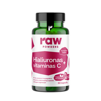 RAW POWDERS HIALURONAS + VITAMINAS C, 60 kapsulių