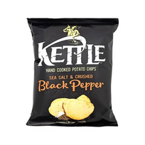 KETTLE jūros druska - juodųjų pipirų bulvių traškučiai 130 g