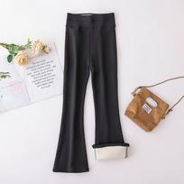 2025 Girls' High-Waist Velvet Flare Yoga Dance Pants for Autumn & Winter 170 cm juoda