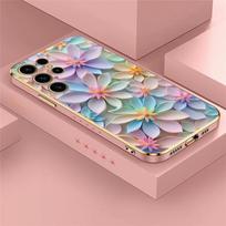 S25 Ultra Soft Silicone Case For Samsung Galaxy S22 S21 S25 Plus S24 FE S24 Plus Shockproof Flower Pattern Plating Cover S21 5G gray