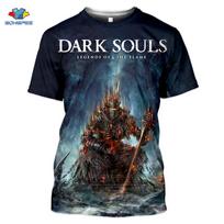 SONSPEE 3D Print T-Shirts Summer Fashion Dark Souls Hip Hop Game Men T Shirt Casual Women Streetwear Cool Sport Top Tees XS gray