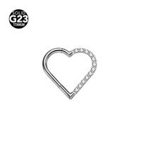 G23 Titanium Heart-Shaped Nose Ring Stud - Seamless Earrings for Body Piercing 1.2mm x 8mm