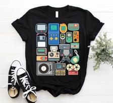 New T-Shirt 80s 90s Video Game Retro Classic Arcade T-Shirt, Vintage Gamer Gifts 4XL gray