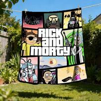 1 vnt. Rick and Morty lauko flanelės pledas Minkštas, lengvas ir šiltas sofai, biurui 80x120cm white