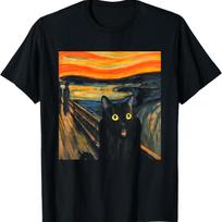 Cat Scream Funny Cat Shirt Cat Meme Cat Lover Cat Mom Dad T-Shirt XXXXL juoda