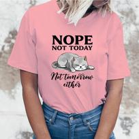 Fashion Funny Nope Not Today Cat Printed TShirts Women Summer Casual Short Sleeve TShirts Round Neck Tops S