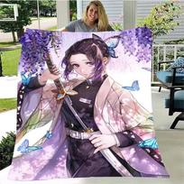 Mados vaiduoklis, 3D spausdintas komiksų personažas Kamado Nezuko ekrano užsklanda mergaitei dovanų antklodė sofa-lova Kelionių stovyklavimo antklodė 80x120cm white