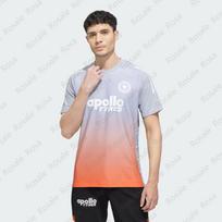 India National Cricket Team Jersey Blue Vertical Stripe Short Sleeve Apollo Tyres Print Sports T-Shirt for Men Fan Training Uniform XXS