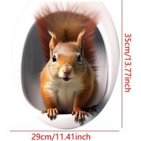 Juokingi naminiai gyvūnai tualeto dangčio lipdukas, dekoratyvinis vonios kambario lipdukų rinkinys, įvairaus dizaino Squirrel įvairiaspalvis