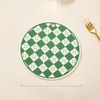 Šachmatų lentos padėkliukai namams virtuvės stalui lėkštėms kilimėliai karščiui atsparūs sutirštinti molinio puodo kilimėliai Emerald green chessboard beige