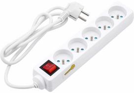 Buitinis ilgintuvas Vorel, 72526, 3 x 1 mm², 1.5 m, IP20, 5 lizdų, su jungikliu
