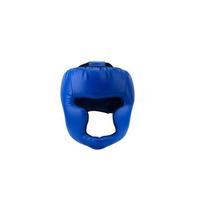 Full-Covered Thickened Leather Boxing Helmet Adult Karate Muay Thai Training Head Protector Gym Taekwondo Guard blue