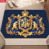 Royal Crest Rug Velvet Flannel Printed Floor Mat Luxury Design Decorative Carpet Entryway Home Decor 40x60cm brown