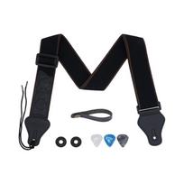 Adjustable Guitar Strap with Pick Holder for Acoustic, Folk, Bass, and Electric Guitars. black