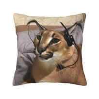 Cute Caracal Cat Floppa Meme Pillow Case Decoration Modern Chair Cushion Square Pillowcase 40x40cm 16x16in gray