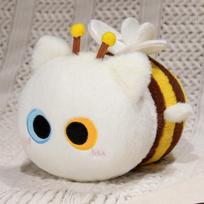 Soft cat transforms into bee doll plush toy lying down cat doll children soothing doll 26cm（0.25kg） white