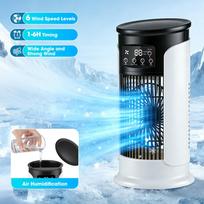 3 in 1 Lightweight Air Cooler with Humidifier 6 Wind Speed Fast Cooling Air Conditioner Misting Fan for Home Office Kitchen Desktop balta
