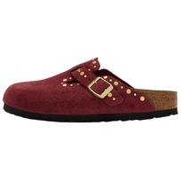 Birkenstock Boston Rivets Cork Sole Closed Toe Slippers Women's Dark Red Narrow 1030379 36 purpurinė