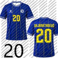 Vasarinis vaikų futbolo marškinėlis Mėlynas Bosnijos ir Hercegovinos stiliaus T-shirt su vardo ir numerio dizainu Šeimos derinimas Gerbėjų sportinė apranga 100