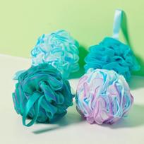 4 PCS Bath Sponges Mesh Balls Loofah Sponge Shower Loofahs 4 Colors for Body Scrubber Exfoliator Wash Back Scrubbers Bathroom Men Women mėlyna/žalia
