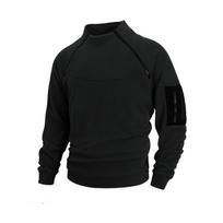 Men's Fleece High-Neck Sweatshirt with Zipper Pockets Tactical Casual Top M juoda