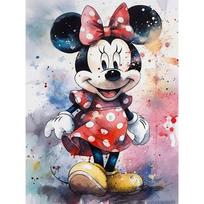 Disney Diamond Painting Minnie Mouse Watercolor Splash Style Healing Illustration 5D Diamond Painting Art Embroidery Cross stitch Room Decoration Round 20x30cm gray