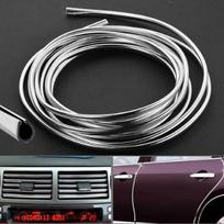 Automobilio chromuota U formos dekoratyvinė juosta oro ventiliacijai, durelėms ir grotelėms - 6 m pakuotė Silver 6m Pack gray