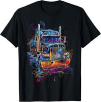 Trucker American Flag Big Rig Semi-Trailer Truck Driver T-Shirt S įvairiaspalvis