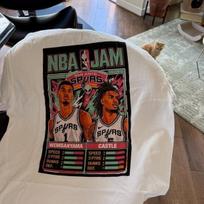 NBA Jam Spurs Retro Roster T-Shirt Wembanyama Castle Arcade Poster Tee Unisex T-Shirt S gray
