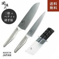 KAI Seki Magoroku Takumi Sou Santoku 3-piece set knife Petty Sharpener Made Japan All stainless steel Dishwasher safe Double-edged Recommended single
