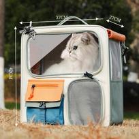 Nešiojama katės kuprinė, kelioninis lagaminas augintiniui, kuprinė-vežimėlis, automobilio kelionės pagalbininkas, didelės talpos šuns lagaminas (as the picture,25-5Kg cats and dogs) white
