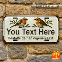 1pc 15x30cm Waterproof Aluminum Double Robin Bird Metal Sign Custom Text Wall Decor balta