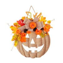 Helovino durų dekoracija Verandai Medinis Moliūgo Ženklas su LED Žiburiais, Dirbtinių Gėlių Kabinamas Rustiškas Ūkininko Namelio Rudens Dekoracijos Ornamentas Langas pumpkin white