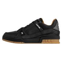 LOUIS VUITTON Trainer Cow Leather Low top Skateboard Shoes Men's Black 1AHTSQ 43.5 juoda