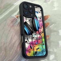 JT180 Colorful Headphones with Music Notes for iPhone 17 16 15 Pro Max Samsung S26 S25 Ultra A17 A16 A07 A56 Xiaomi 15T Redmi 15c 14C Soft TPU Case for iPhone 5/5s juoda