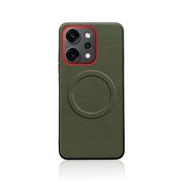 OPPO Reno 14 14 Pro 5G dėklas Magnetinis Minkštas TPU+Nailono Austas Odinis Galinis Dangtelis nuo Pirštų Atspaudų Oppo Reno14 OPPO Reno14 gray
