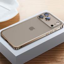 Prabangus metalinis rėmelis, apsauginis dėklas objektyvui iPhone 17 16 15 14 13 12 Pro Max aliumininis telefono dangtelis iPhone 17 Pro Max matinis galinis dėklas For iPhone 16 auksinė