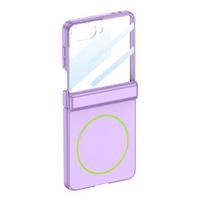 Telefono dėklas Samsung Z Flip 7, magnetinė lanksto apsauga, apsauginis dėklas su įmontuota ekrano plėvele, belaidžio įkrovimo dėklas violetinė