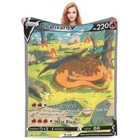Pokemon Anime Card Charizard Blanket Quality Warm Throw Blanket Winter Picnic Home Decor Funny Bedspread 30x40in gray