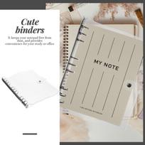 Transparent B5 Binder Notebook Plastic Scrapbook Shell Loose Leaf Cover Office School Supplies 9 Ring Binder Folder China Mainland beige