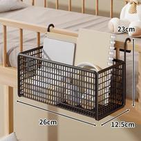 Bedside Hanging Storage Basket Beside Shelf Convenient Sturdy Easy to Install Organizer Rack for Dorm Bedroom Bed Rails Hotel gray